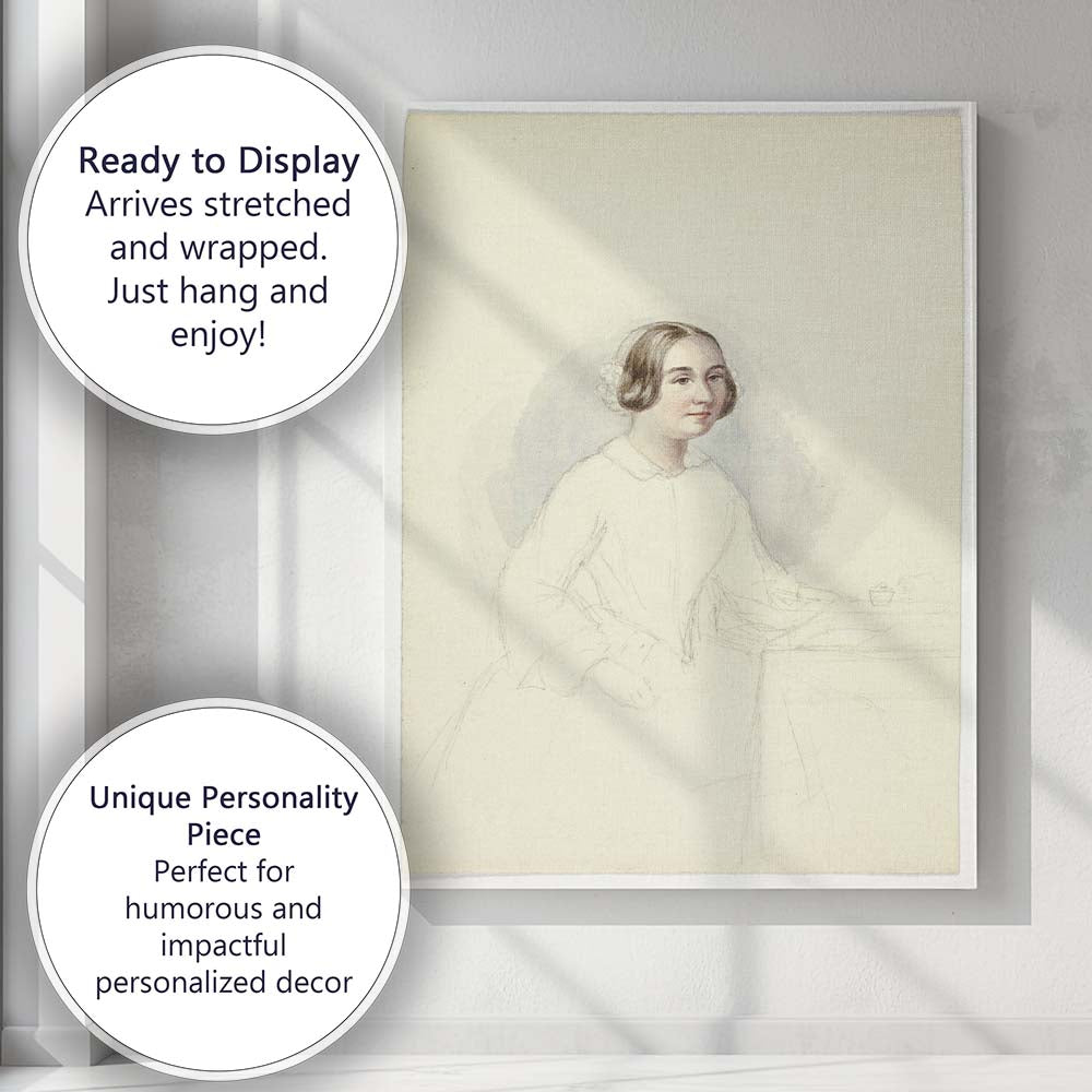 Elegant Victorian Lady Portrait Soft Watercolour Drawing Canvas Wall Art Print Decor Picture Ready to Hang