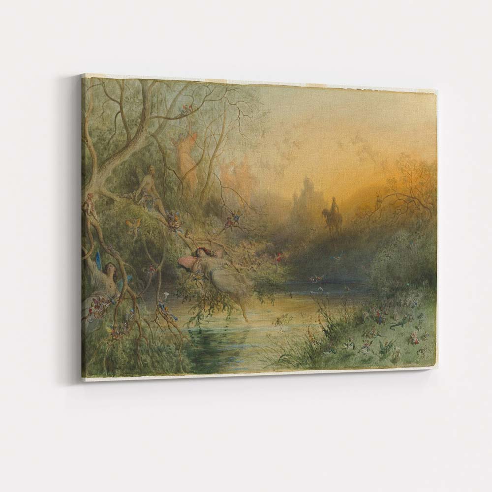 Enchanted Fairy Woodland Twilight Fantasy Watercolour Canvas Wall Art Print Decor Picture Ready to Hang