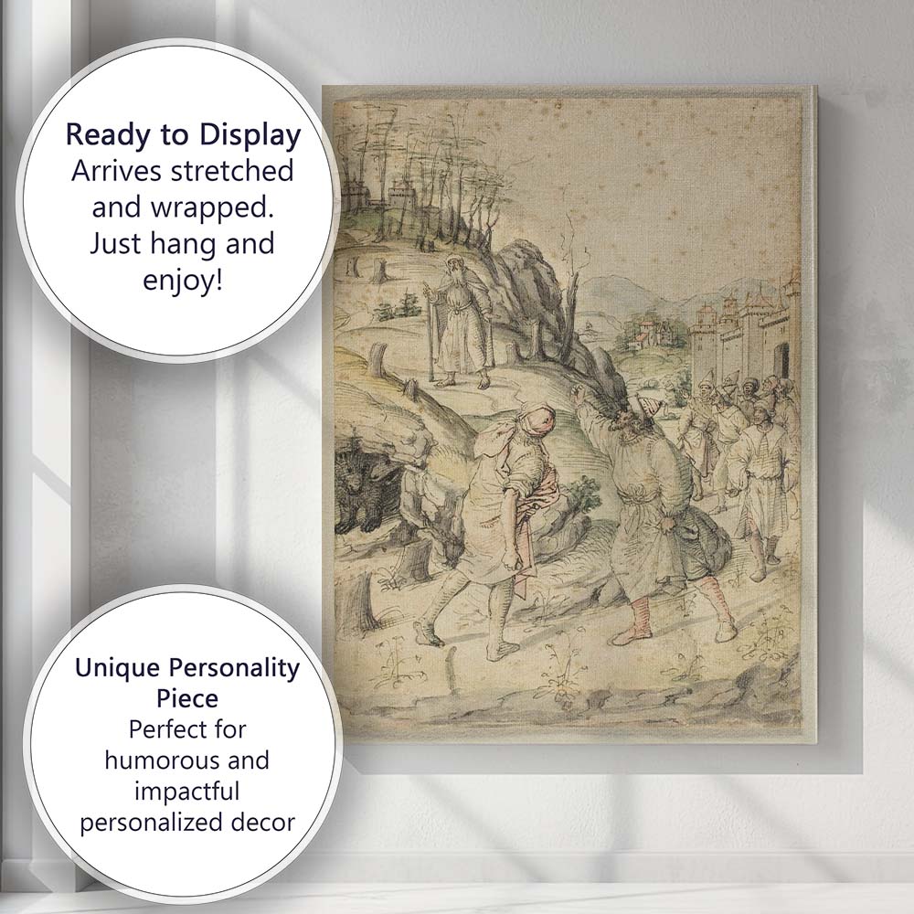 Medieval Town Procession Historical Ink and Watercolour Illustration Canvas Wall Art Print Decor Picture Ready to Hang