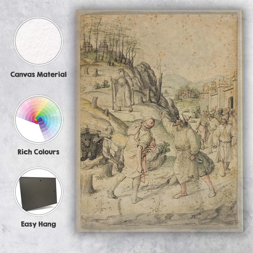 Medieval Town Procession Historical Ink and Watercolour Illustration Canvas Wall Art Print Decor Picture Ready to Hang