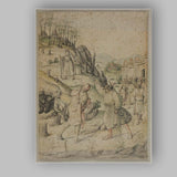 Medieval Town Procession Historical Ink and Watercolour Illustration Canvas Wall Art Print Decor Picture Ready to Hang