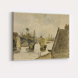 Historic Stone Bridge River Reflection Watercolour Landscape Canvas Wall Art Print Decor Picture Ready to Hang