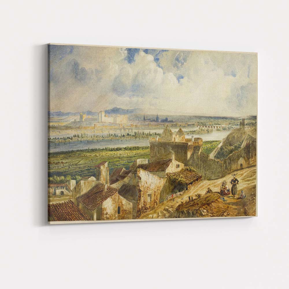 Panoramic Historic Riverside Cityscape European Watercolour Canvas Wall Art Print Decor Picture Ready to Hang