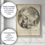 Monochrome Rococo Interior Portrait Scene Antique Illustration Canvas Wall Art Print Decor Picture Ready to Hang