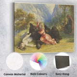 Fairytale Child and Bear Mountain Watercolour Fantasy Canvas Wall Art Print Decor Picture Ready to Hang