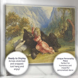 Fairytale Child and Bear Mountain Watercolour Fantasy Canvas Wall Art Print Decor Picture Ready to Hang