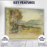 Pastoral Riverside Cattle and Figures Countryside Watercolour Canvas Wall Art Print Decor Picture Ready to Hang