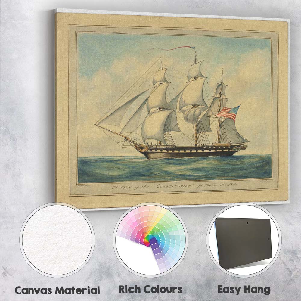 Historic American Sailing Ship Maritime Watercolour Canvas Wall Art Print Decor Picture Ready to Hang