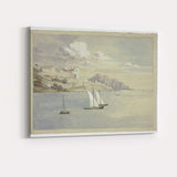Seaside Village and Sailing Boats Watercolour Coastal Scene Canvas Wall Art Print Decor Picture Ready to Hang