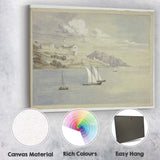 Seaside Village and Sailing Boats Watercolour Coastal Scene Canvas Wall Art Print Decor Picture Ready to Hang