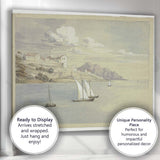 Seaside Village and Sailing Boats Watercolour Coastal Scene Canvas Wall Art Print Decor Picture Ready to Hang