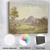 Pastoral Cattle Meadow Mountain Lake Watercolour Landscape Canvas Wall Art Print Decor Picture Ready to Hang