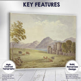 Pastoral Cattle Meadow Mountain Lake Watercolour Landscape Canvas Wall Art Print Decor Picture Ready to Hang