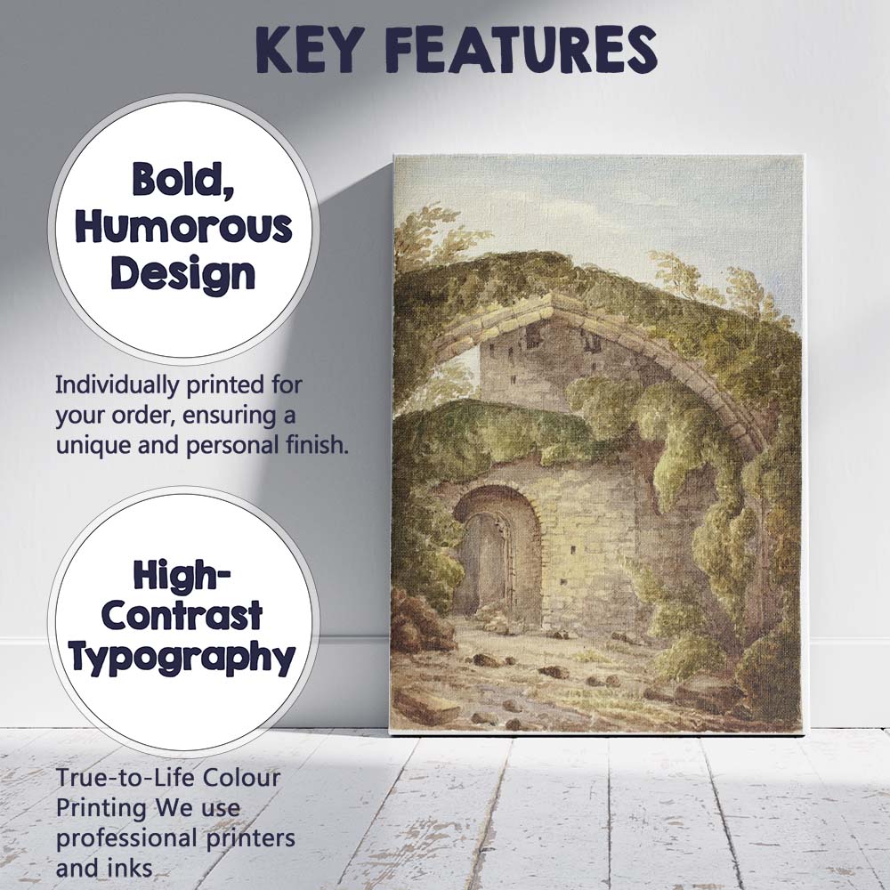Ancient Stone Arch Bridge Woodland Watercolour Landscape Canvas Wall Art Print Decor Picture Ready to Hang