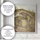 Ancient Stone Arch Bridge Woodland Watercolour Landscape Canvas Wall Art Print Decor Picture Ready to Hang