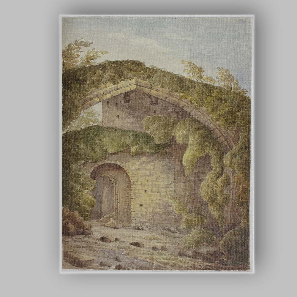 Ancient Stone Arch Bridge Woodland Watercolour Landscape Canvas Wall Art Print Decor Picture Ready to Hang