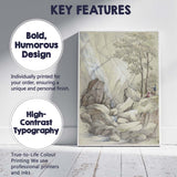Rocky Waterfall Gorge with Figures Pencil and Watercolour Landscape Canvas Wall Art Print Decor Picture Ready to Hang