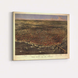 Historic St Louis Aerial Cityscape Panorama Illustration Canvas Wall Art Print Decor Picture Ready to Hang