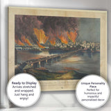 Fall of Richmond Virginia Civil War City Fire Historic Battle Scene Canvas Wall Art Print Decor Picture Ready to Hang