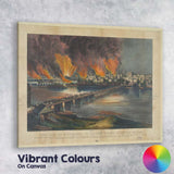 Fall of Richmond Virginia Civil War City Fire Historic Battle Scene Canvas Wall Art Print Decor Picture Ready to Hang