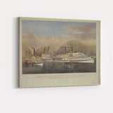 American Steamboats on the Hudson River Historic Maritime Landscape Canvas Wall Art Print Decor Picture Ready to Hang