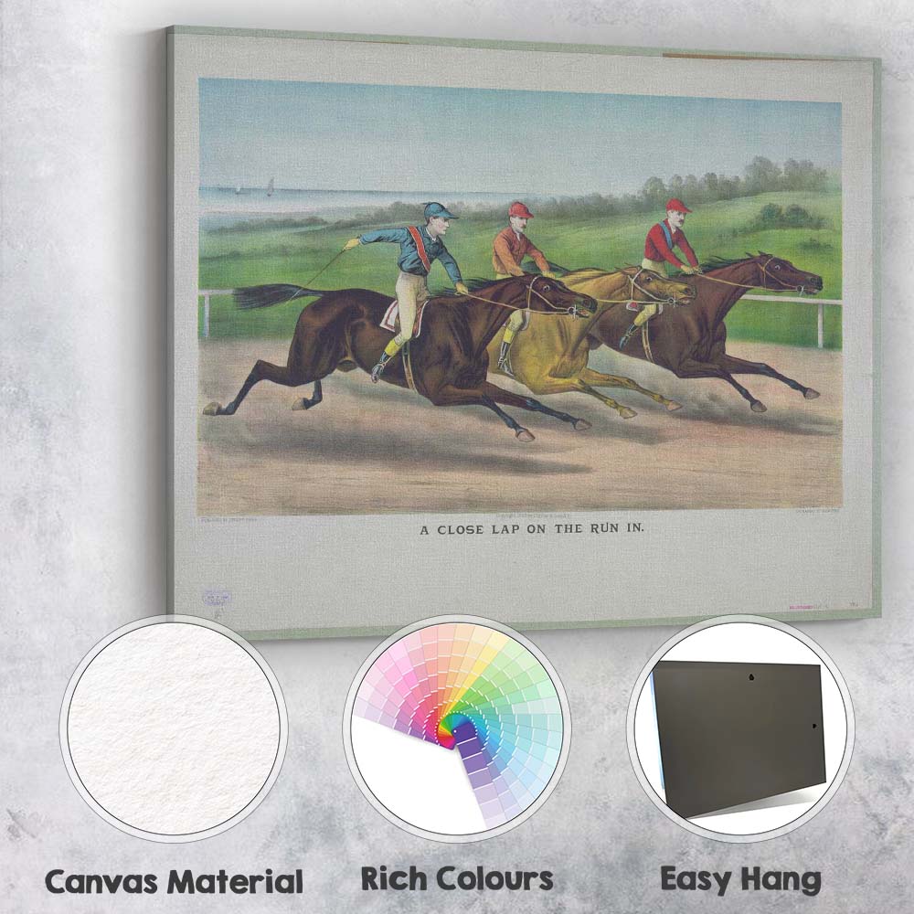 Victorian Horse Racing Competition Trackside Action Scene Canvas Wall Art Print Decor Picture Ready to Hang