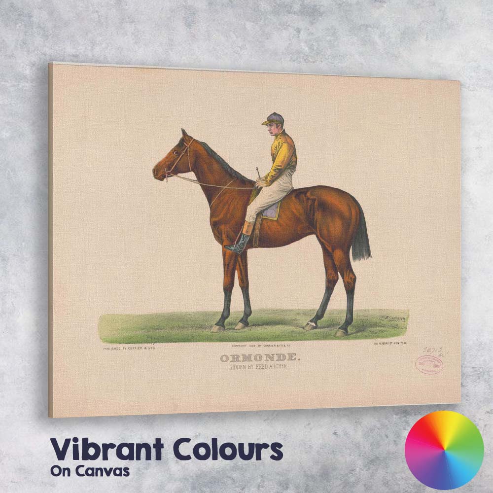 Ormonde Champion Racehorse Ridden By Jockey Antique Equestrian Print Canvas Wall Art Print Decor Picture Ready to Hang