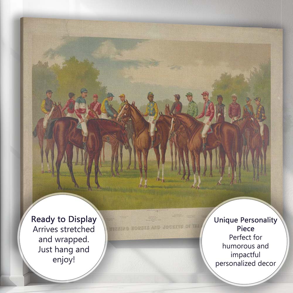 Celebrated Winning Horses And Jockeys American Turf Sporting Art Canvas Wall Art Print Decor Picture Ready to Hang