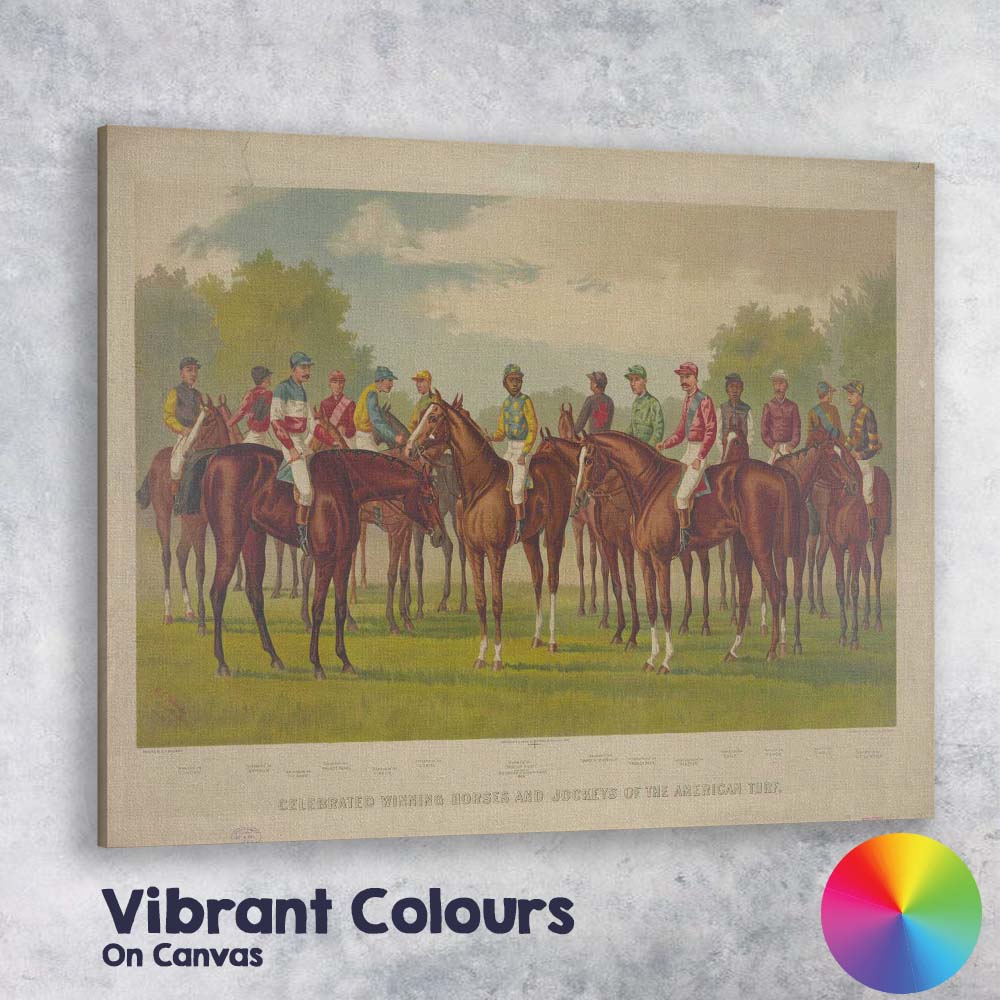 Celebrated Winning Horses And Jockeys American Turf Sporting Art Canvas Wall Art Print Decor Picture Ready to Hang
