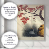 Japanese Autumn Maple Leaves Tea Kettle Oriental Watercolour Canvas Wall Art Print Decor Picture Ready to Hang