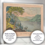 Scenic Lake George Mountain Water Landscape Antique Nature Print Canvas Wall Art Print Decor Picture Ready to Hang