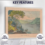 Scenic Lake George Mountain Water Landscape Antique Nature Print Canvas Wall Art Print Decor Picture Ready to Hang