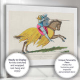 Medieval French Knight on Horseback Colourful Historic Costume Illustration Canvas Wall Art Print Decor Picture Ready to Hang