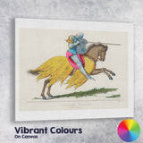 Medieval French Knight on Horseback Colourful Historic Costume Illustration Canvas Wall Art Print Decor Picture Ready to Hang
