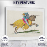 Medieval French Knight on Horseback Colourful Historic Costume Illustration Canvas Wall Art Print Decor Picture Ready to Hang