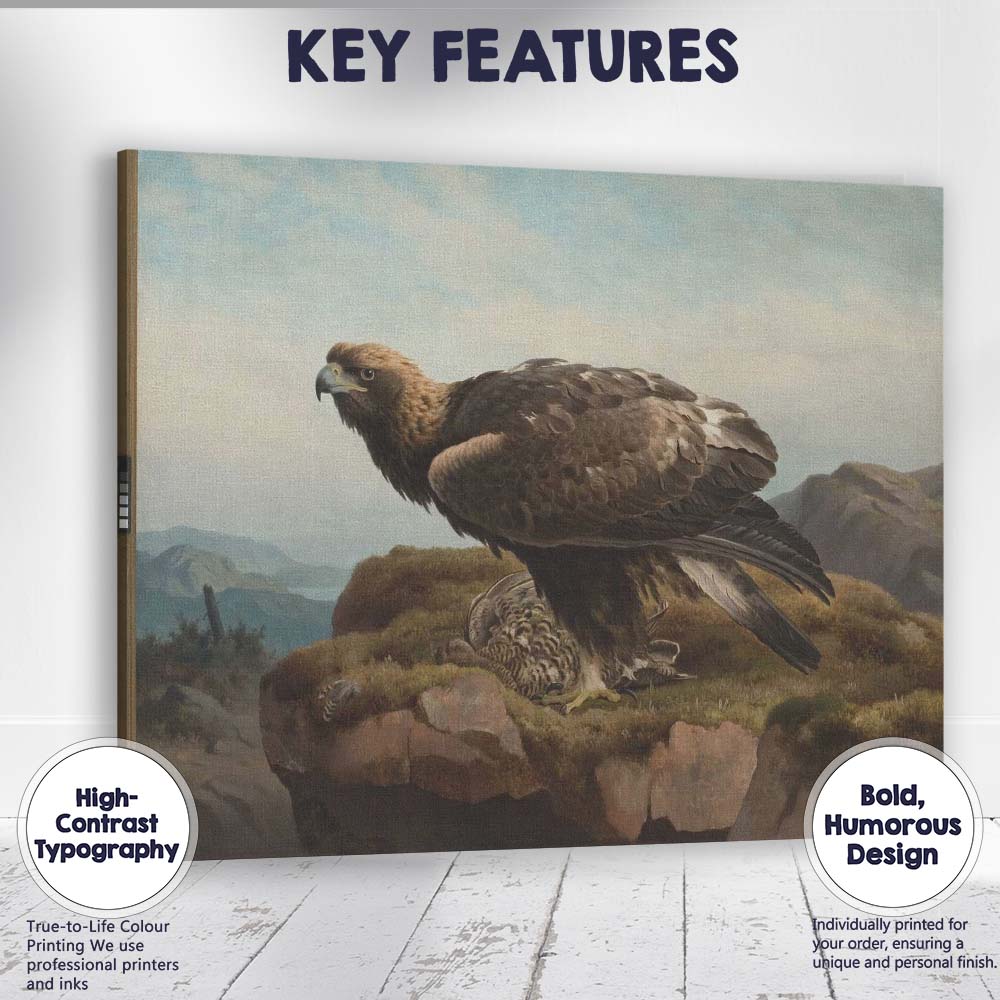 Majestic Golden Eagle Mountain Landscape Wildlife Painting Canvas Wall Art Print Decor Picture Ready to Hang