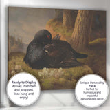 Moody Black Grouse Woodland Wildlife Oil Painting Canvas Wall Art Print Decor Picture Ready to Hang