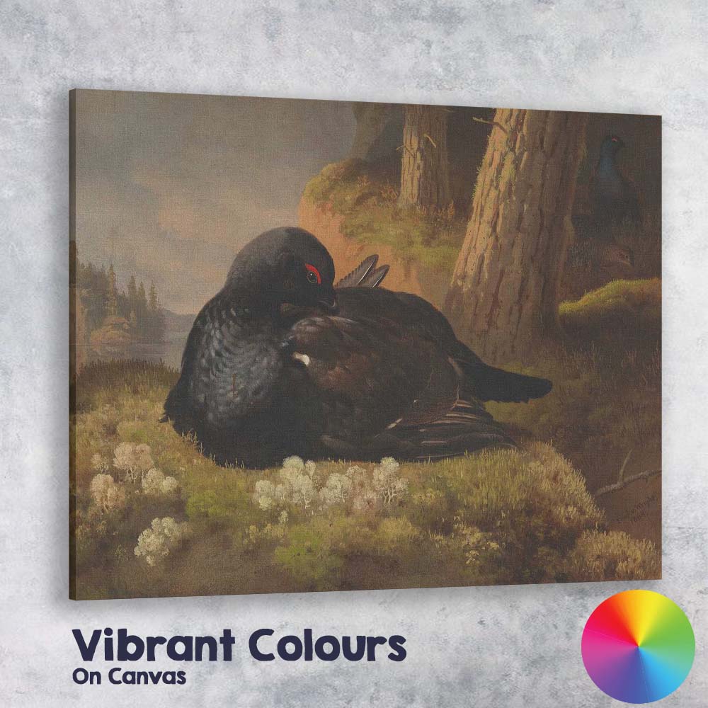 Moody Black Grouse Woodland Wildlife Oil Painting Canvas Wall Art Print Decor Picture Ready to Hang
