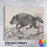 Striped Hyena Antique Zoological Engraving Canvas Wall Art Print Decor Picture Ready to Hang