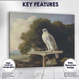 Majestic White Falcon Perched In Landscape Classical Wildlife Painting Canvas Wall Art Print Decor Picture Ready to Hang