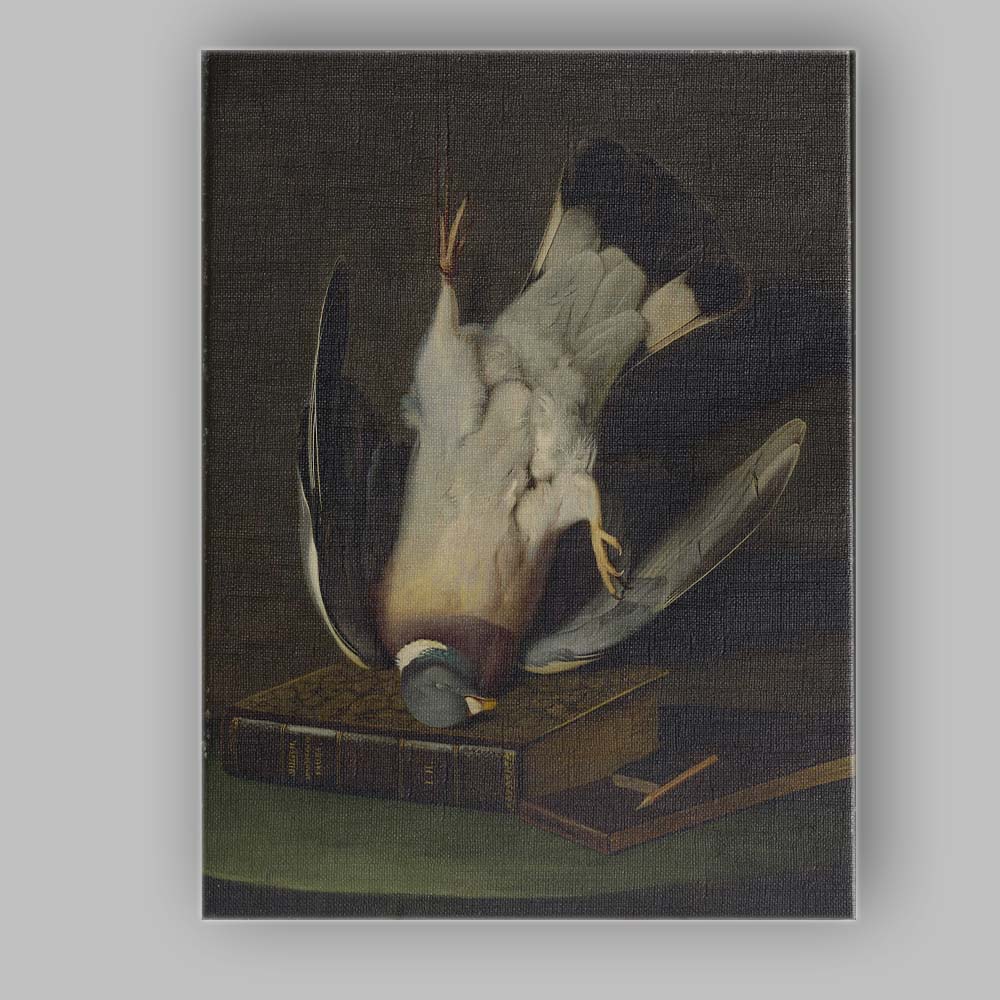 Antique Hanging Wood Pigeon Still Life Wildlife Painting Canvas Wall Art Print Decor Picture Ready to Hang