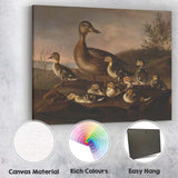 Mother Duck And Ducklings Lakeside Nature Scene Canvas Wall Art Print Decor Picture Ready to Hang