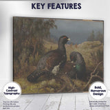 Pair Of Black Grouse In Highland Moorland Landscape Canvas Wall Art Print Decor Picture Ready to Hang