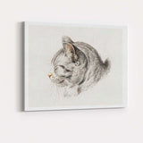 Sleeping Cat Pencil Sketch Minimalist Animal Portrait Canvas Wall Art Print Decor Picture Ready to Hang