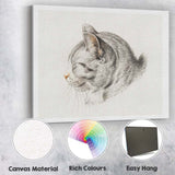 Sleeping Cat Pencil Sketch Minimalist Animal Portrait Canvas Wall Art Print Decor Picture Ready to Hang