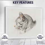 Sleeping Cat Pencil Sketch Minimalist Animal Portrait Canvas Wall Art Print Decor Picture Ready to Hang
