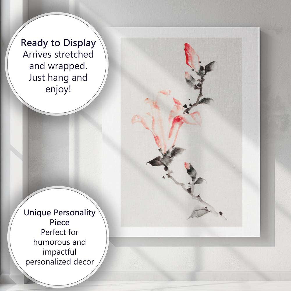Minimalist Pink Lily Watercolour Floral Botanical Painting Canvas Wall Art Print Decor Picture Ready to Hang