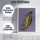 Majestic Peacock Bird Illustration On Soft Lavender Background Canvas Wall Art Print Decor Picture Ready to Hang