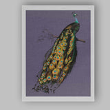 Majestic Peacock Bird Illustration On Soft Lavender Background Canvas Wall Art Print Decor Picture Ready to Hang