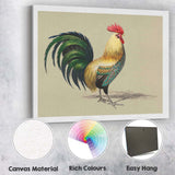 Colourful Rooster Farmhouse Bird Portrait Illustration Canvas Wall Art Print Decor Picture Ready to Hang